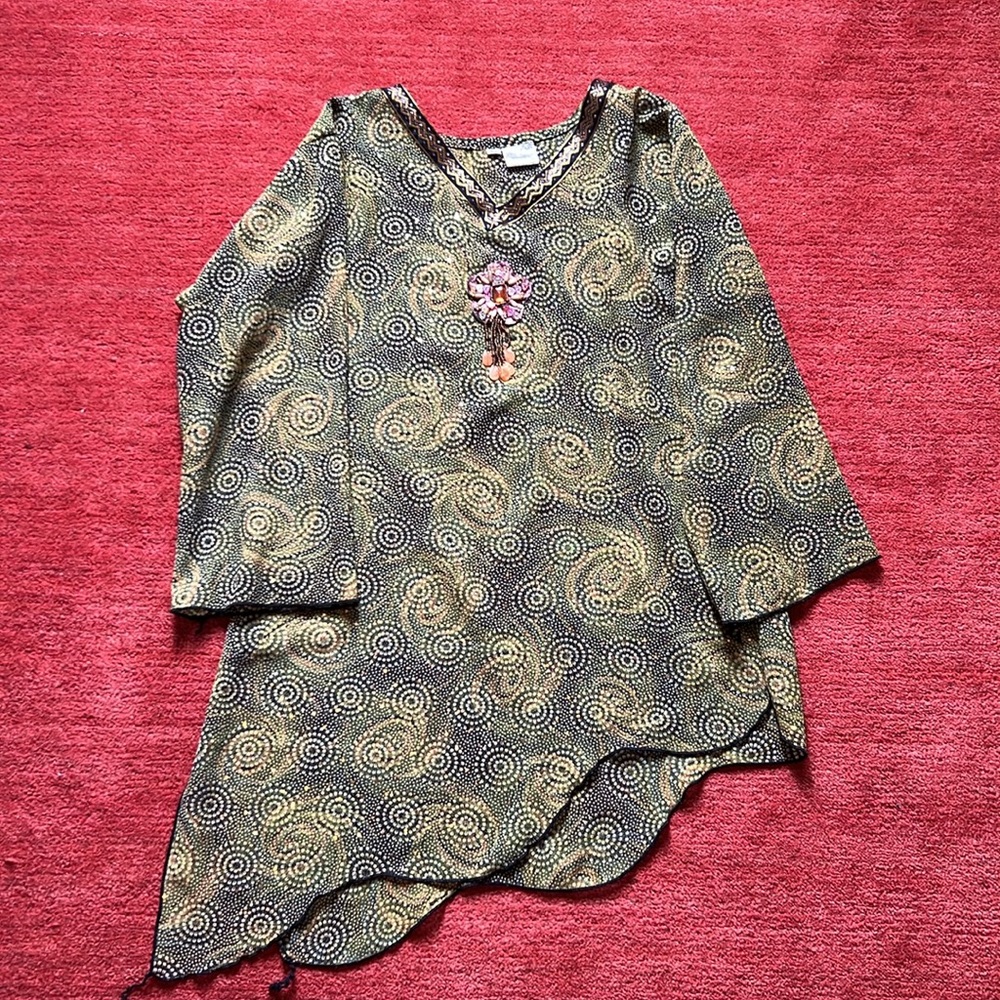 Closing closet ⭐️ Fairycore 🧚‍♂️  Psychedelic Hippie 70s Tunic Blouse